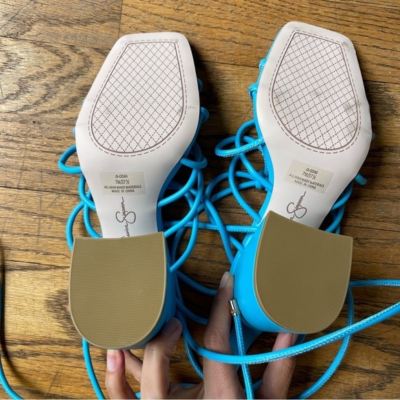 NEW Jessica Simpson Ozias Strappy Pumps Teal Leather Size 7 NWOT - Picture 5 of 6